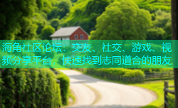 海角社区论坛：交友、社交、游戏、视频分享平台，快速找到志同道合的朋友